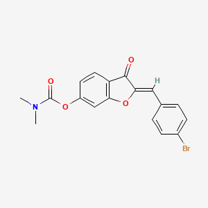 molecular formula C18H14BrNO4 B2479284 (Z)-2-(4-bromobenzylidene)-3-oxo-2,3-dihydrobenzofuran-6-yl dimethylcarbamate CAS No. 622793-97-9
