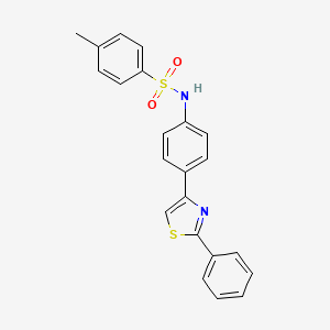 molecular formula C22H18N2O2S2 B2479297 4-methyl-N-[4-(2-phenyl-1,3-thiazol-4-yl)phenyl]benzenesulfonamide CAS No. 75129-33-8