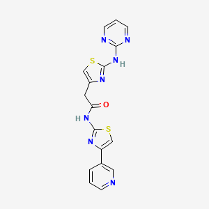 molecular formula C17H13N7OS2 B2479315 N-(4-(吡啶-3-基)噻唑-2-基)-2-(2-(嘧啶-2-ylamino)噻唑-4-基)乙酰胺 CAS No. 1226436-53-8
