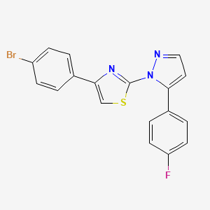 molecular formula C18H11BrFN3S B2479322 4-(4-bromophenyl)-2-[5-(4-fluorophenyl)-1H-pyrazol-1-yl]-1,3-thiazole CAS No. 956755-13-8