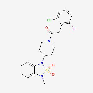 molecular formula C20H21ClFN3O3S B2479325 2-(2-chloro-6-fluorophenyl)-1-(4-(3-methyl-2,2-dioxidobenzo[c][1,2,5]thiadiazol-1(3H)-yl)piperidin-1-yl)ethanone CAS No. 2034416-69-6