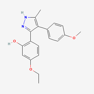 molecular formula C19H20N2O3 B2479334 5-乙氧基-2-(4-(4-甲氧基苯基)-5-甲基-1H-吡唑-3-基)苯酚 CAS No. 879562-34-2