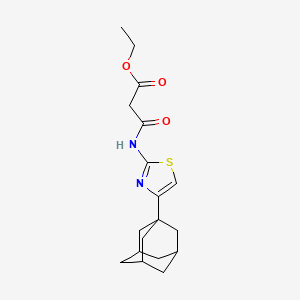 molecular formula C18H24N2O3S B2479337 Ethyl 3-[[4-(1-adamantyl)-1,3-thiazol-2-yl]amino]-3-oxopropanoate CAS No. 303100-99-4
