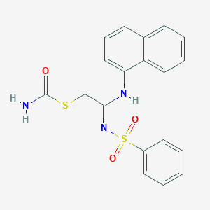 molecular formula C19H17N3O3S2 B2479347 (Z)-S-(2-(naphthalen-1-ylamino)-2-((phenylsulfonyl)imino)ethyl) carbamothioate CAS No. 293767-89-2