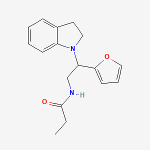 molecular formula C17H20N2O2 B2479349 N-(2-(呋喃-2-基)-2-(吲哚-1-基)乙基)丙酰胺 CAS No. 898432-63-8
