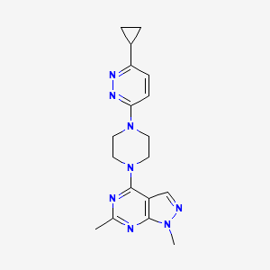 molecular formula C18H22N8 B2479350 4-(4-(6-环丙基哒嗪-3-基)哌嗪-1-基)-1,6-二甲基-1H-吡唑并[3,4-d]嘧啶 CAS No. 2034234-15-4