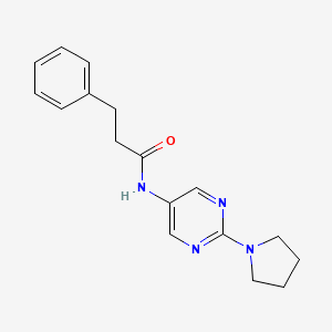 molecular formula C17H20N4O B2479356 3-苯基-N-(2-(吡咯烷-1-基)嘧啶-5-基)丙酰胺 CAS No. 1421460-08-3