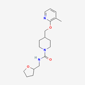 molecular formula C18H27N3O3 B2479364 4-{[(3-methylpyridin-2-yl)oxy]methyl}-N-[(oxolan-2-yl)methyl]piperidine-1-carboxamide CAS No. 2202463-86-1