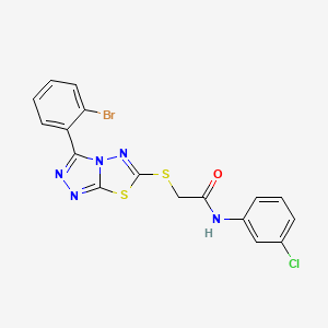 molecular formula C17H11BrClN5OS2 B2479366 2-{[3-(2-bromophenyl)[1,2,4]triazolo[3,4-b][1,3,4]thiadiazol-6-yl]sulfanyl}-N-(3-chlorophenyl)acetamide CAS No. 539811-99-9