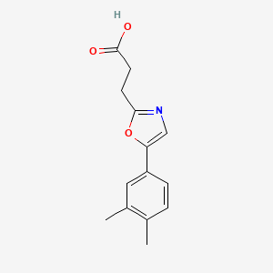 molecular formula C14H15NO3 B2479370 3-[5-(3,4-Dimethylphenyl)-1,3-oxazol-2-yl]propanoic acid CAS No. 923186-01-0