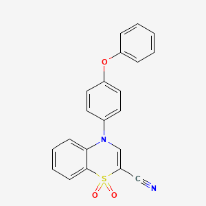 molecular formula C21H14N2O3S B2479378 4-(4-phenoxyphenyl)-4H-1,4-benzothiazine-2-carbonitrile 1,1-dioxide CAS No. 1206993-37-4