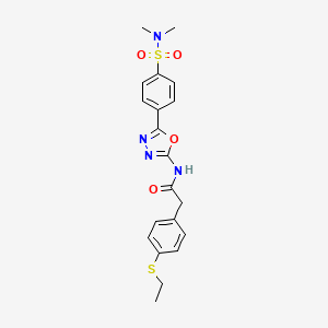 N-(5-(4-(N,N-dimethylsulfamoyl)phenyl)-1,3,4-oxadiazol-2-yl)-2-(4-(ethylthio)phenyl)acetamide