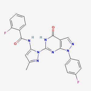 2-fluoro-N-(1-(1-(4-fluorophenyl)-4-oxo-4,5-dihydro-1H-pyrazolo[3,4-d]pyrimidin-6-yl)-3-methyl-1H-pyrazol-5-yl)benzamide