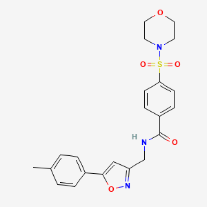 molecular formula C22H23N3O5S B2479384 4-(morpholinosulfonyl)-N-((5-(p-tolyl)isoxazol-3-yl)methyl)benzamide CAS No. 953179-47-0