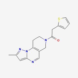 molecular formula C16H16N4OS B2479387 1-(2-methyl-8,9-dihydropyrazolo[1,5-a]pyrido[3,4-e]pyrimidin-7(6H)-yl)-2-(thiophen-2-yl)ethanone CAS No. 1797560-64-5