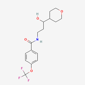 molecular formula C16H20F3NO4 B2479392 N-(3-羟基-3-(四氢-2H-吡喃-4-基)丙基)-4-(三氟甲氧基)苯甲酰胺 CAS No. 2034241-07-9