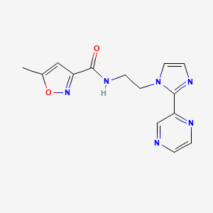 molecular formula C14H14N6O2 B2479401 5-甲基-N-(2-(2-(吡嗪-2-基)-1H-咪唑-1-基)乙基)异噁唑-3-甲酰胺 CAS No. 2034508-83-1