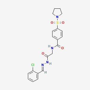 molecular formula C20H21ClN4O4S B2479403 (E)-N-(2-(2-(2-氯苄叉亚胺)肼基)-2-氧代乙基)-4-(吡咯烷-1-磺酰基)苯甲酰胺 CAS No. 391885-59-9