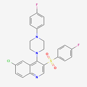 molecular formula C25H20ClF2N3O2S B2479408 6-氯-4-[4-(4-氟苯基)哌嗪-1-基]-3-(4-氟苯基)磺酰喹啉 CAS No. 866844-30-6