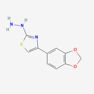 molecular formula C10H9N3O2S B2479416 (4-Benzo[1,3]dioxol-5-ylthiazol-2-yl)hydrazine CAS No. 886494-83-3