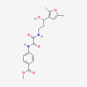 B2479435 Methyl 4-(2-((3-(2,5-dimethylfuran-3-yl)-3-hydroxypropyl)amino)-2-oxoacetamido)benzoate CAS No. 1421513-52-1