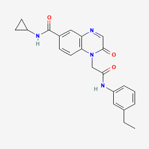 molecular formula C22H22N4O3 B2479437 N-cyclopropyl-1-(2-((3-ethylphenyl)amino)-2-oxoethyl)-2-oxo-1,2-dihydroquinoxaline-6-carboxamide CAS No. 1251691-85-6