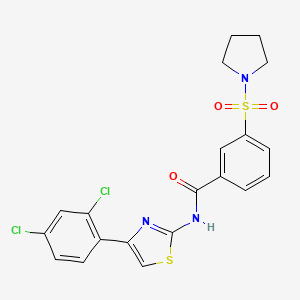 molecular formula C20H17Cl2N3O3S2 B2479444 N-(4-(2,4-dichlorophenyl)thiazol-2-yl)-3-(pyrrolidin-1-ylsulfonyl)benzamide CAS No. 946358-98-1