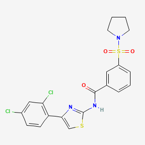 molecular formula C20H17Cl2N3O3S2 B2479444 N-(4-(2,4-二氯苯基)噻唑-2-基)-3-(吡咯烷-1-基磺酰基)苯甲酰胺 CAS No. 946358-98-1