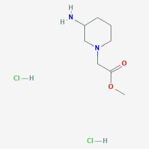 molecular formula C8H18Cl2N2O2 B2479445 (3-Amino-piperidin-1-yl)-acetic acid methyl ester dihydrochloride CAS No. 1373223-81-4