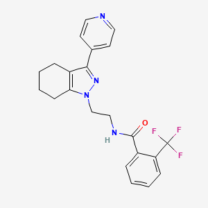 molecular formula C22H21F3N4O B2479448 N-(2-(3-(pyridin-4-yl)-4,5,6,7-tetrahydro-1H-indazol-1-yl)ethyl)-2-(trifluoromethyl)benzamide CAS No. 1797293-58-3