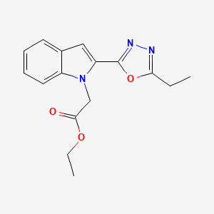 molecular formula C16H17N3O3 B2479459 2-(2-(5-乙基-1,3,4-恶二唑-2-基)-1H-吲哚-1-基)乙酸乙酯 CAS No. 921842-14-0