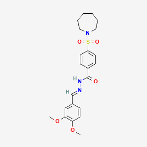 molecular formula C22H27N3O5S B2479461 (E)-4-(氮杂环戊-1-基磺酰基)-N'-(3,4-二甲氧基苄叉亚基)苯甲酰肼 CAS No. 326007-48-1