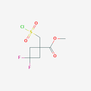 molecular formula C7H9ClF2O4S B2479466 Methyl 1-(chlorosulfonylmethyl)-3,3-difluorocyclobutane-1-carboxylate CAS No. 2460754-80-5