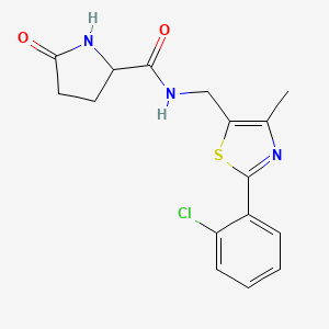 molecular formula C16H16ClN3O2S B2479475 N-((2-(2-chlorophenyl)-4-methylthiazol-5-yl)methyl)-5-oxopyrrolidine-2-carboxamide CAS No. 1421441-09-9