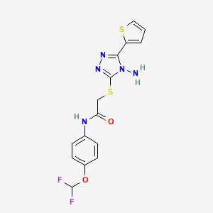 molecular formula C15H13F2N5O2S2 B2479476 2-{[4-amino-5-(thiophen-2-yl)-4H-1,2,4-triazol-3-yl]sulfanyl}-N-[4-(difluoromethoxy)phenyl]acetamide CAS No. 886928-70-7