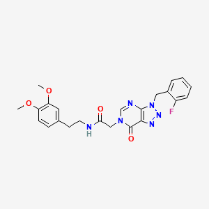 molecular formula C23H23FN6O4 B2479480 N-(3,4-dimethoxyphenethyl)-2-(3-(2-fluorobenzyl)-7-oxo-3H-[1,2,3]triazolo[4,5-d]pyrimidin-6(7H)-yl)acetamide CAS No. 847383-40-8