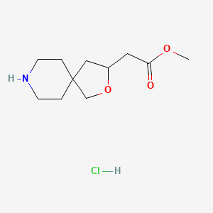 molecular formula C11H20ClNO3 B2479483 2-(2-氧杂-8-氮杂螺[4.5]癸-3-基)乙酸甲酯;盐酸盐 CAS No. 2460756-23-2