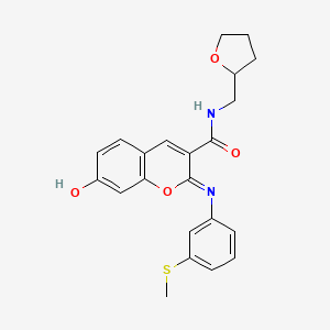 molecular formula C22H22N2O4S B2479510 (2Z)-7-hydroxy-2-{[3-(methylsulfanyl)phenyl]imino}-N-(tetrahydrofuran-2-ylmethyl)-2H-chromene-3-carboxamide CAS No. 1327183-88-9