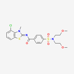 molecular formula C21H24ClN3O5S2 B2479513 4-[双(2-甲氧基乙基)磺酰胺基]-N-(4-氯-3-甲基-1,3-苯并噻唑-2-亚甲基)苯甲酰胺 CAS No. 850911-08-9