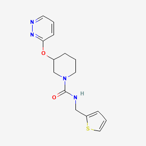 molecular formula C15H18N4O2S B2479528 3-(pyridazin-3-yloxy)-N-(thiophen-2-ylmethyl)piperidine-1-carboxamide CAS No. 2034501-76-1