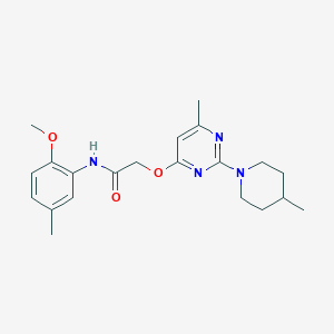 molecular formula C21H28N4O3 B2479537 N-(2-methoxy-5-methylphenyl)-2-{[6-methyl-2-(4-methylpiperidin-1-yl)pyrimidin-4-yl]oxy}acetamide CAS No. 1226455-27-1