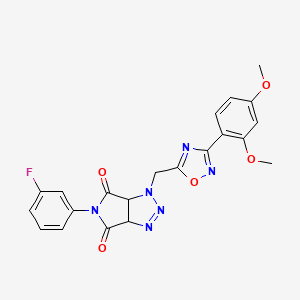 molecular formula C21H17FN6O5 B2479542 1-((3-(2,4-dimethoxyphenyl)-1,2,4-oxadiazol-5-yl)methyl)-5-(3-fluorophenyl)-1,6a-dihydropyrrolo[3,4-d][1,2,3]triazole-4,6(3aH,5H)-dione CAS No. 1206985-43-4
