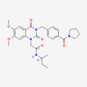 molecular formula C28H34N4O6 B2479556 N-(sec-butyl)-2-(6,7-dimethoxy-2,4-dioxo-3-(4-(pyrrolidine-1-carbonyl)benzyl)-3,4-dihydroquinazolin-1(2H)-yl)acetamide CAS No. 1242924-48-6