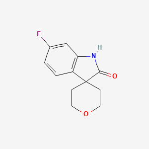 molecular formula C12H12FNO2 B2479560 6-氟-1H-螺[吲哚-3,4'-氧杂环]-2-酮 CAS No. 2167804-44-4