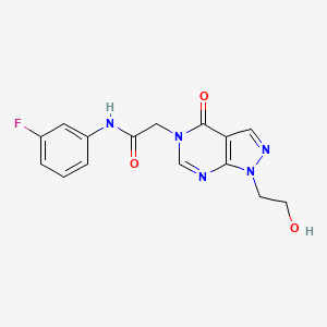 molecular formula C15H14FN5O3 B2479563 N-(3-fluorophenyl)-2-[1-(2-hydroxyethyl)-4-oxopyrazolo[3,4-d]pyrimidin-5-yl]acetamide CAS No. 899742-97-3
