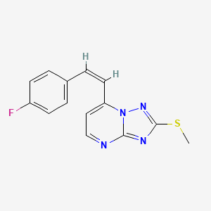molecular formula C14H11FN4S B2479567 7-(4-Fluorostyryl)-2-(methylsulfanyl)[1,2,4]triazolo[1,5-a]pyrimidine CAS No. 338394-81-3