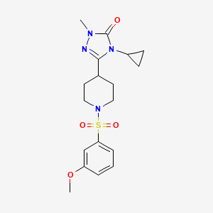molecular formula C18H24N4O4S B2479568 4-cyclopropyl-3-(1-((3-methoxyphenyl)sulfonyl)piperidin-4-yl)-1-methyl-1H-1,2,4-triazol-5(4H)-one CAS No. 1797126-40-9