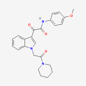 molecular formula C24H25N3O4 B2479570 N-(4-甲氧基苯基)-2-氧代-2-[1-(2-氧代-2-哌啶-1-基乙基)吲哚-3-基]乙酰胺 CAS No. 872862-00-5