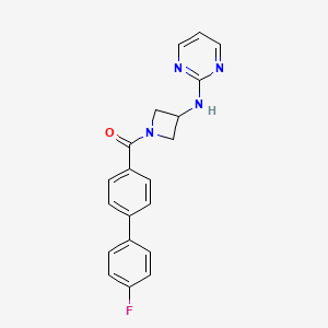 molecular formula C20H17FN4O B2479571 (4'-氟-[1,1'-联苯]-4-基)(3-(嘧啶-2-氨基)氮杂环丁-1-基)甲苯酮 CAS No. 2034420-35-2