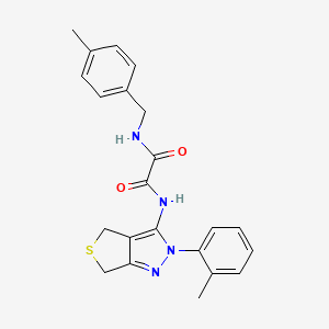 molecular formula C22H22N4O2S B2479572 N'-[2-(2-methylphenyl)-4,6-dihydrothieno[3,4-c]pyrazol-3-yl]-N-[(4-methylphenyl)methyl]oxamide CAS No. 899993-79-4